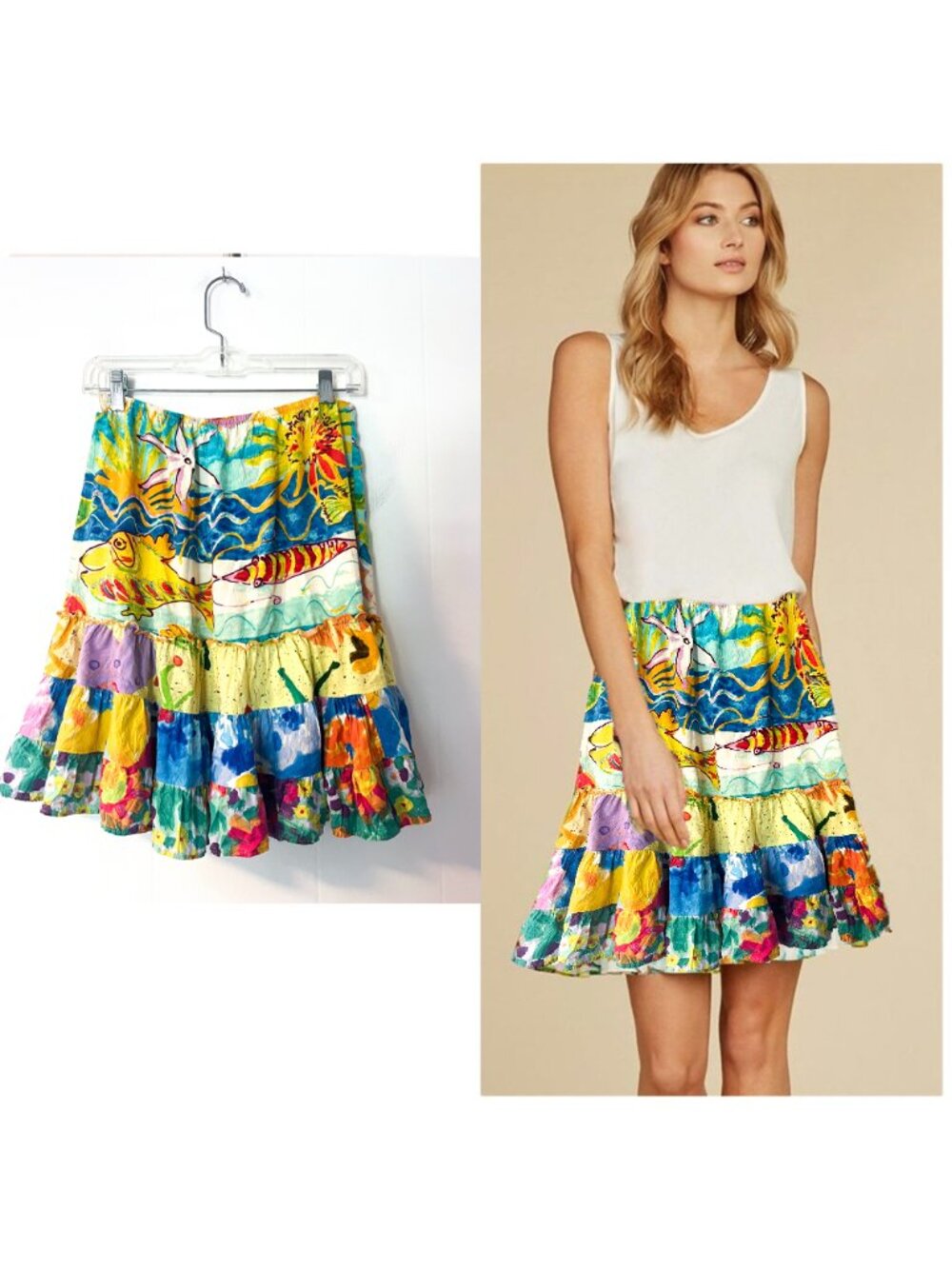 Jams World creatures of the sea print hattie skirt tiered novelty fish Medium